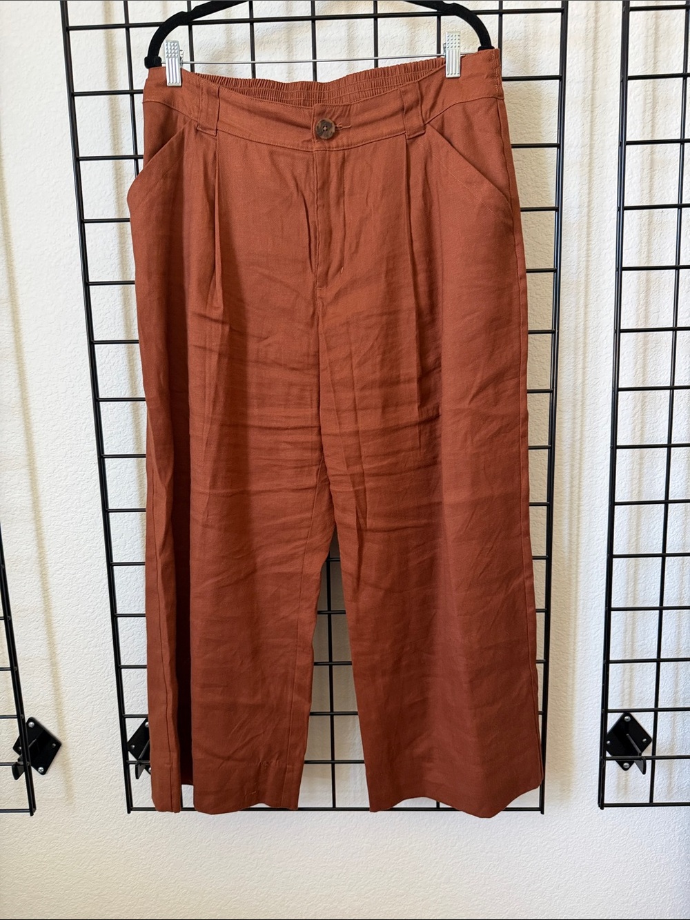 Cabi Cruise Crop Wide-Leg Pants — Rust Brown